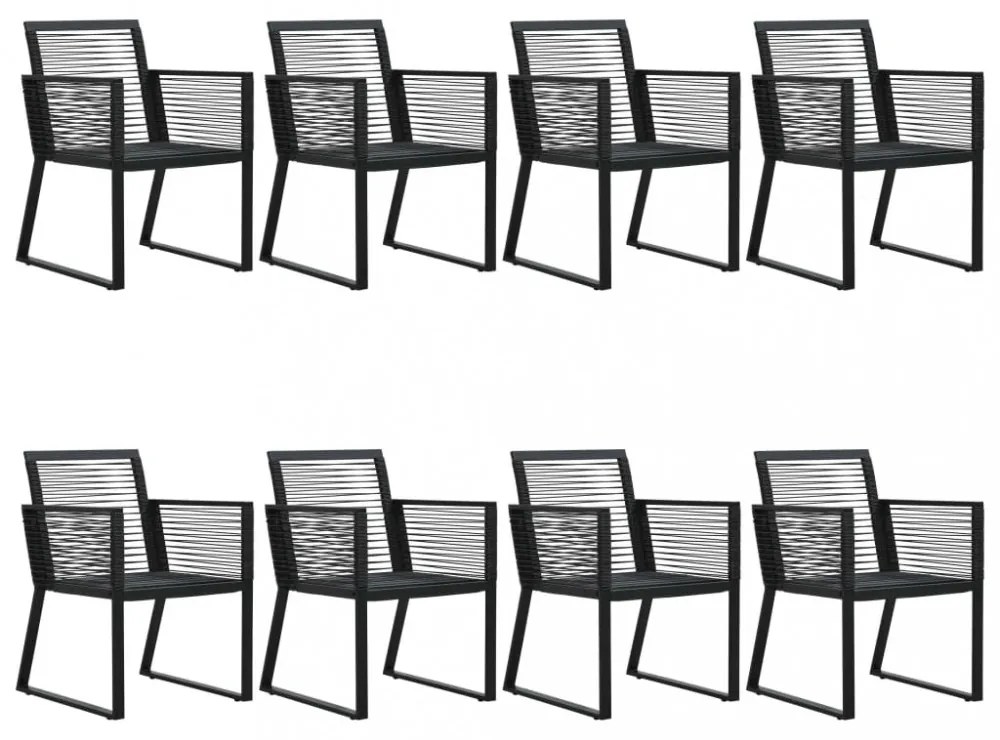 9 részes fekete PVC rattan kültéri étkezőgarnitúra