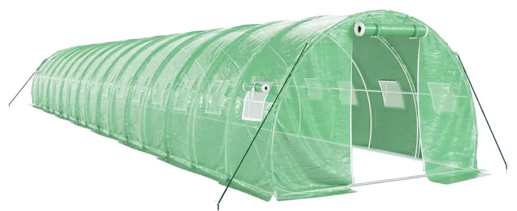 zöld acélvázas melegház 48 m² 16 x 3 x 2 m