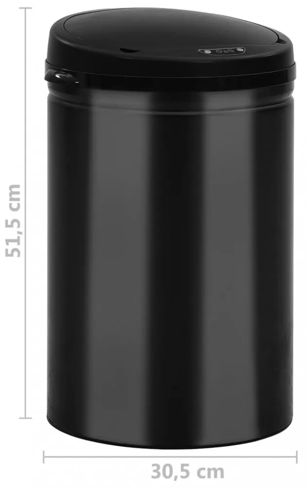 fekete automata érzékelős szénacél szemeteskuka 30 L