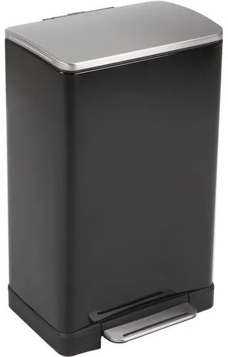 EKO  E-Cube szögletes pedálos szemetes, 40 l, fekete/matt rozsdamentes acél%
