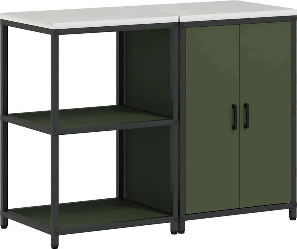 vidaXL Konyhai Tároló Készlet 2 pcs Olajzöld Hidegen hengerelt acél