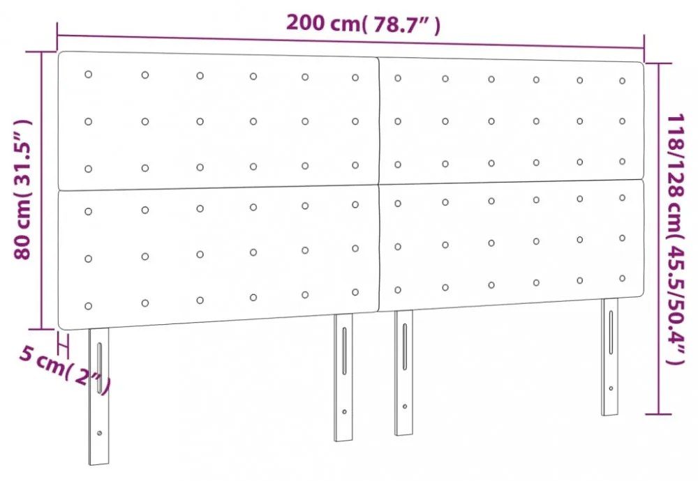 4 db fekete műbőr fejtámla 100x5x78/88 cm