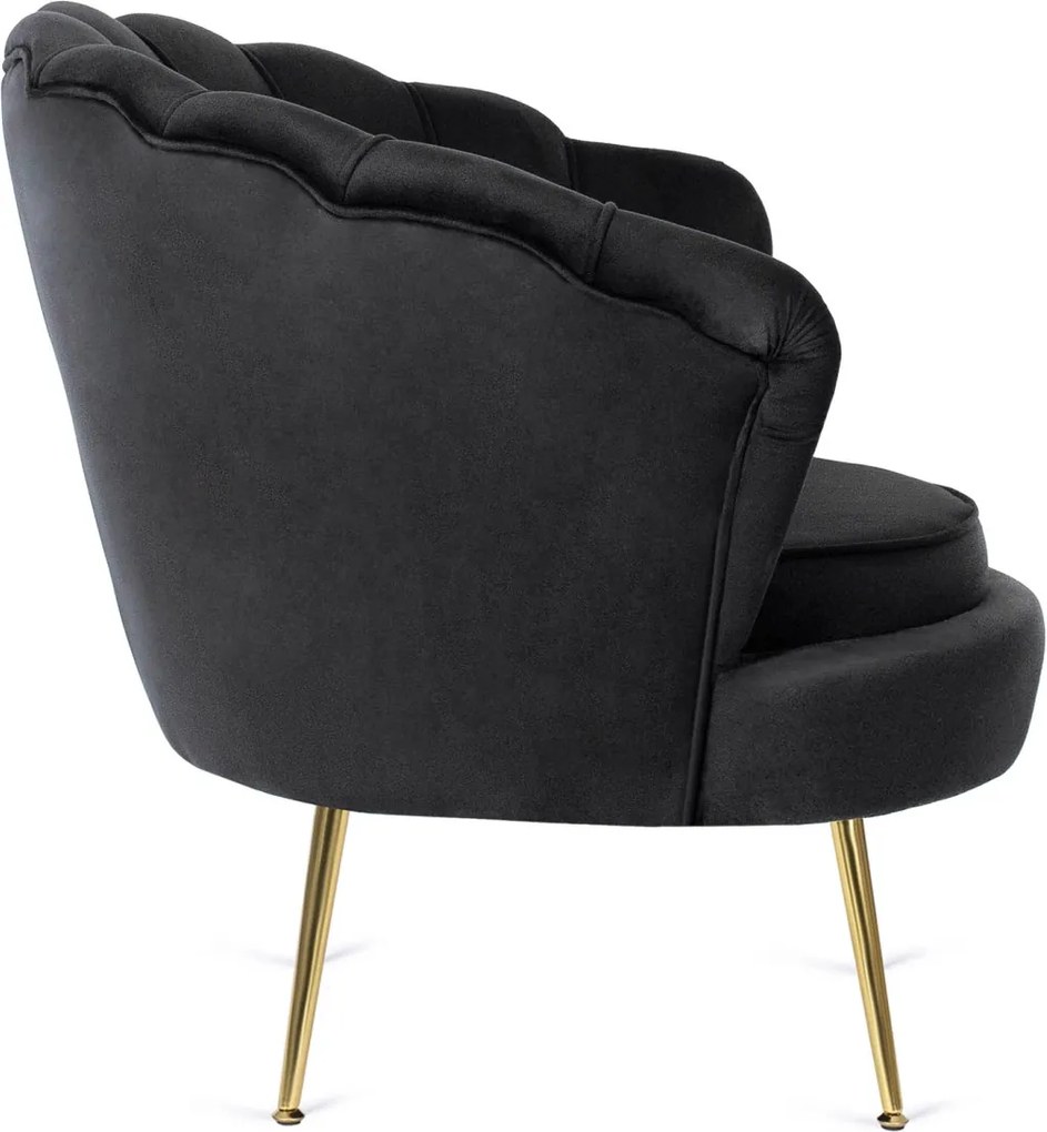 Fotel lábtartóval, fekete színben, velúr kárpittal GRAND