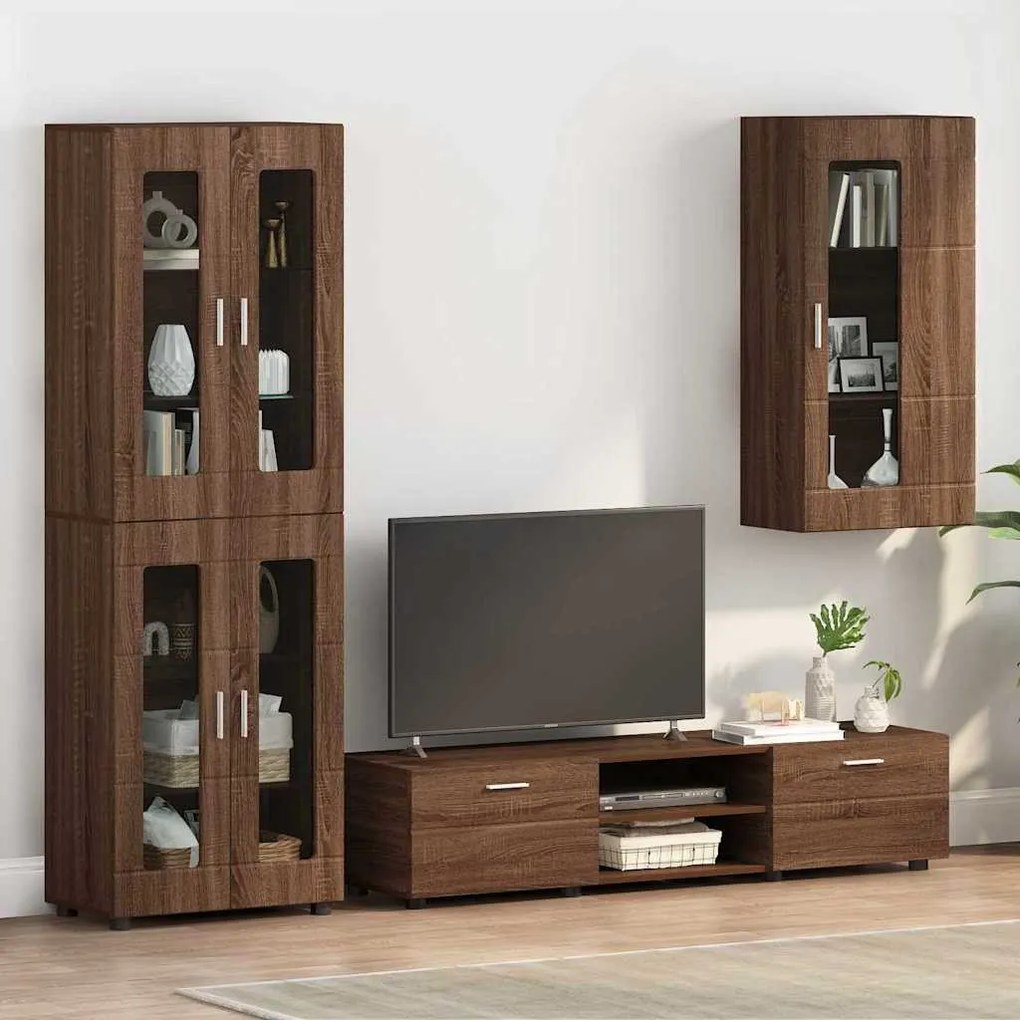 Fali szekrény polcokkal barna tölgy 55 x 29 x 100 cm Faanyag