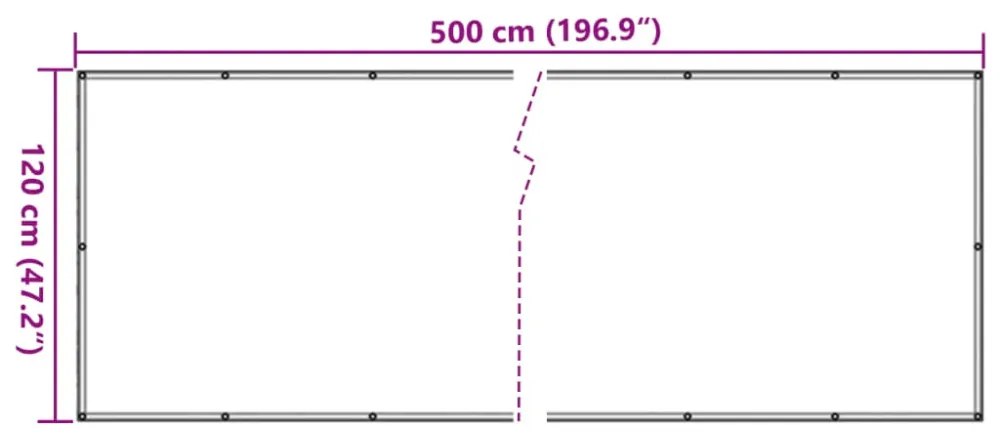 antracitszürke oxford-szövet erkélyparaván 120 x 500 cm