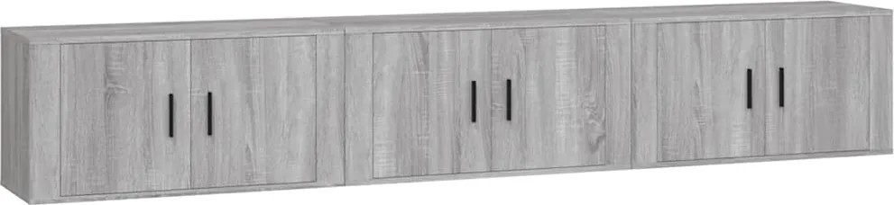 vidaXL 3 db szürke sonoma falra szerelhető TV-szekrény 80x34,5x40 cm