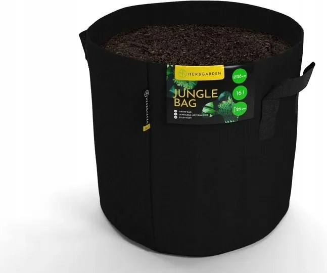 Anyag kaspó fogantyúval Herbgarden Jungle Bag Round 16L 28x28xh26cm