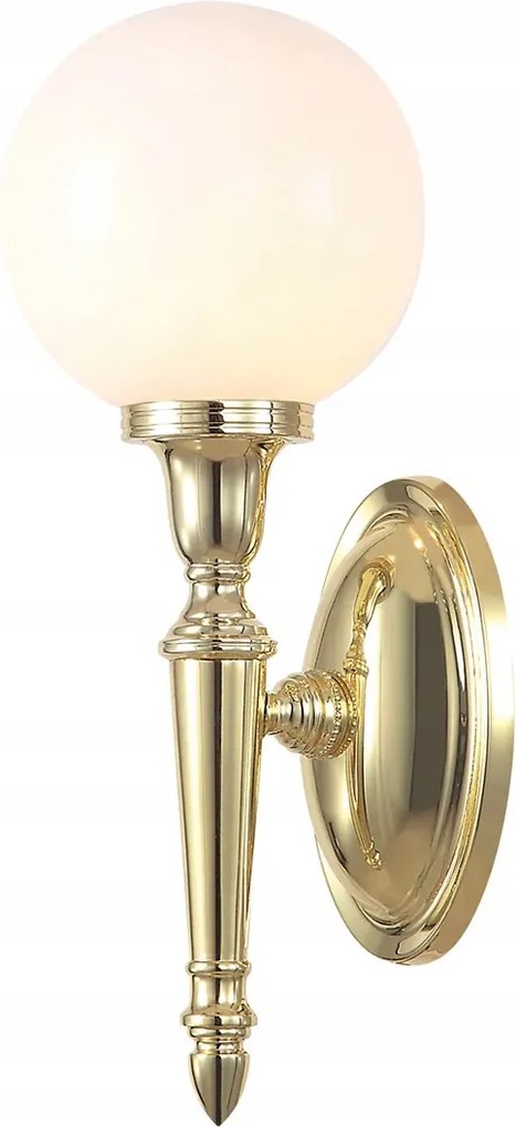 Fali lámpa sárgaréz üveg fehér gömb glamour hálószobába Elstead