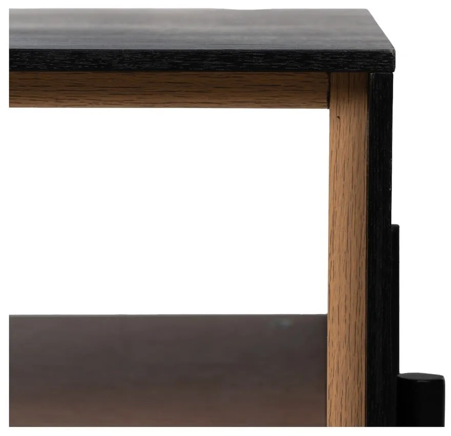 Fekete-natúr színű dohányzóasztal kőrisfa dekorral 60x124 cm Orleans – Ixia