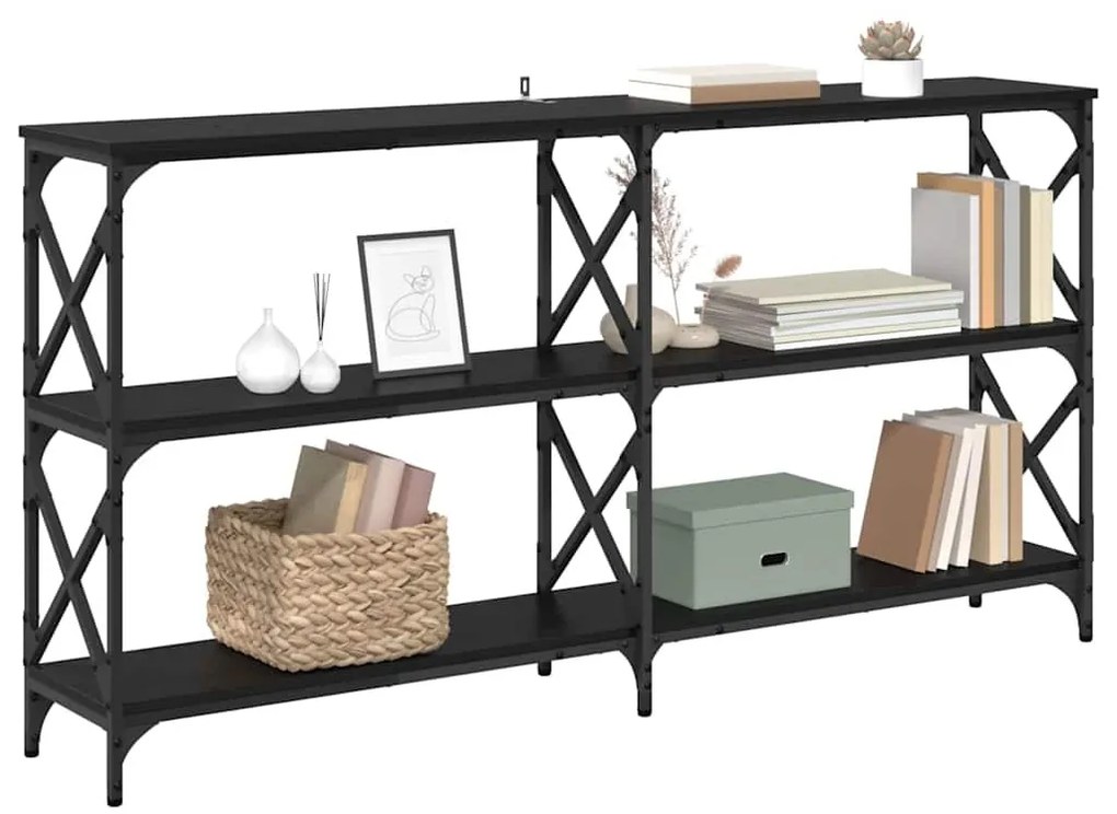 Konzolasztal Musta tammi 156 x 28 x 80,5 cm Faanyag