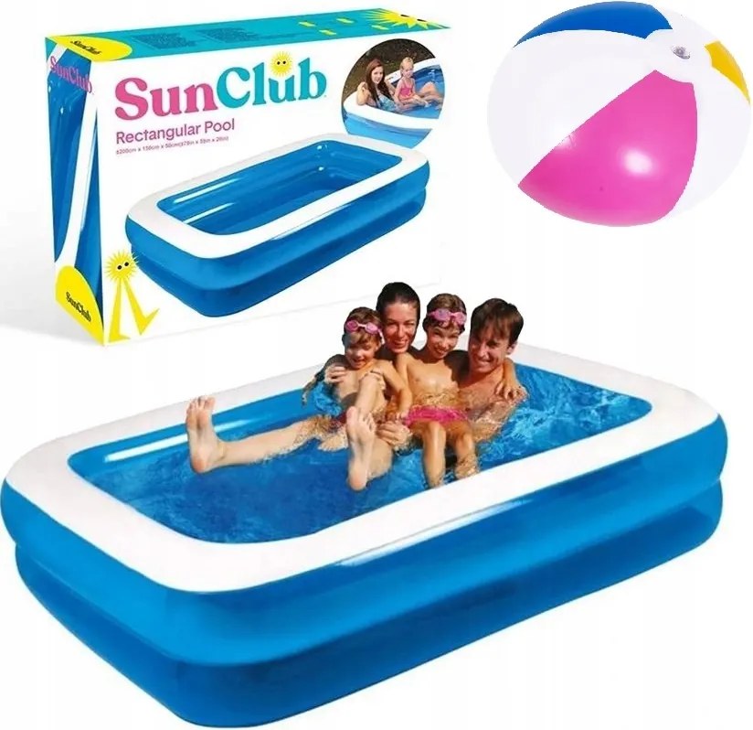 Nagy Felfújható Kerti Medence Családi Gyerekeknek 200x150cm Labda Ajándék