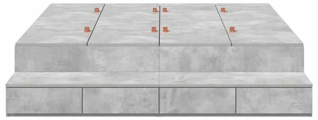 Ágykeret tárolóval Beton Szürke 236.5 x 140 x 31.5 cm Faanyag