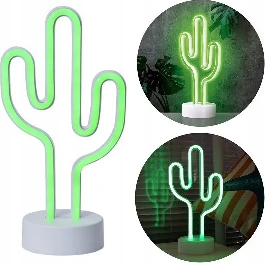 Asztali éjjeli lámpa Kaktusz Neon Led hálószoba asztali Usb akkumulátor