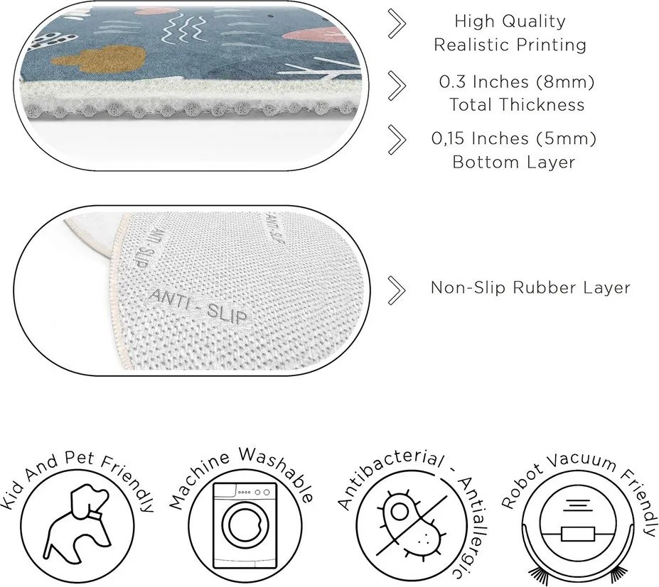 Kék mosható gyerek szőnyeg ø120 cm Forest Land – Mila Home