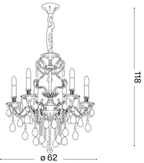 Ideal Lux - Kristály csillár láncon GIOCONDA 6xE14/40W/230V átm. 62 cm arany