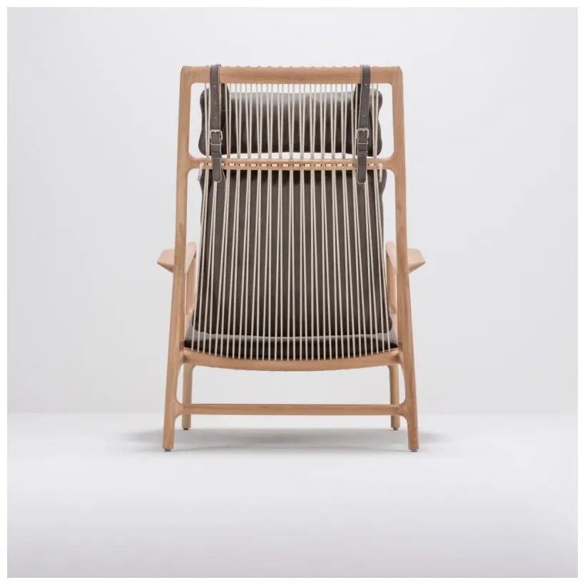 Dedo fotel tömör tölgyfa konstrukcióval, szürke bivalybőr ülőpárnával - Gazzda