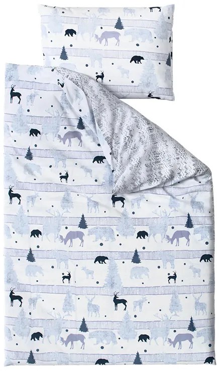 Renforcé pamut ágynemű SOBI és FENYŐK fehér Ágyneműhuzat mérete: 70 x 90 cm | 140 x 200 cm