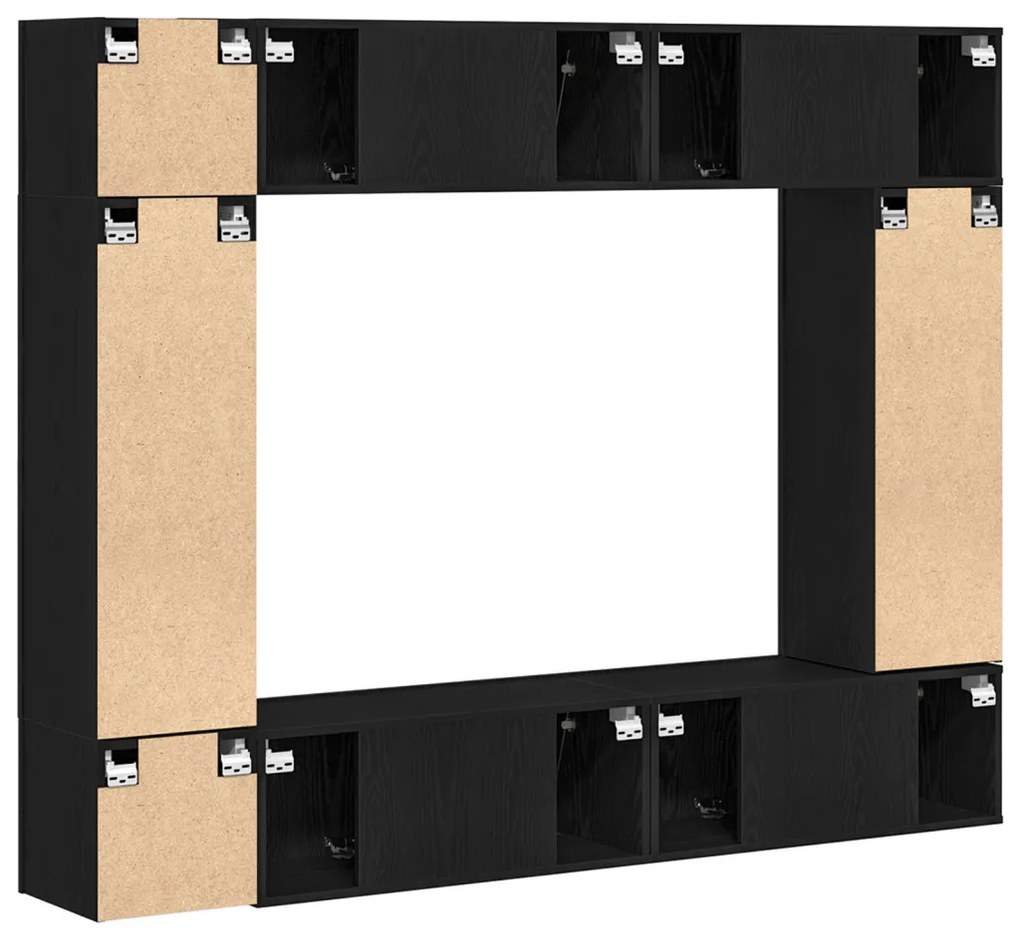 TV Szekrény Készlet 8 pcs Musta tammi 190.5 x 28.5 x 151 cm