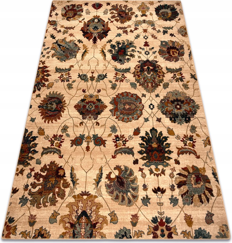 Étkezőszőnyeg Omega Latica gyapjú Virágok krém Párologtató 235x350 cm