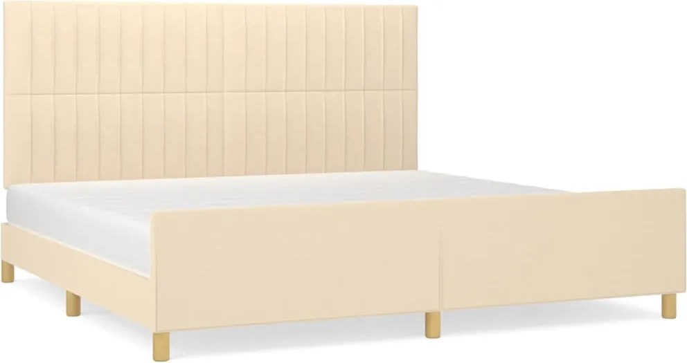 vidaXL krémszínű szövet ágykeret matrac nélkül 200 x 200 cm