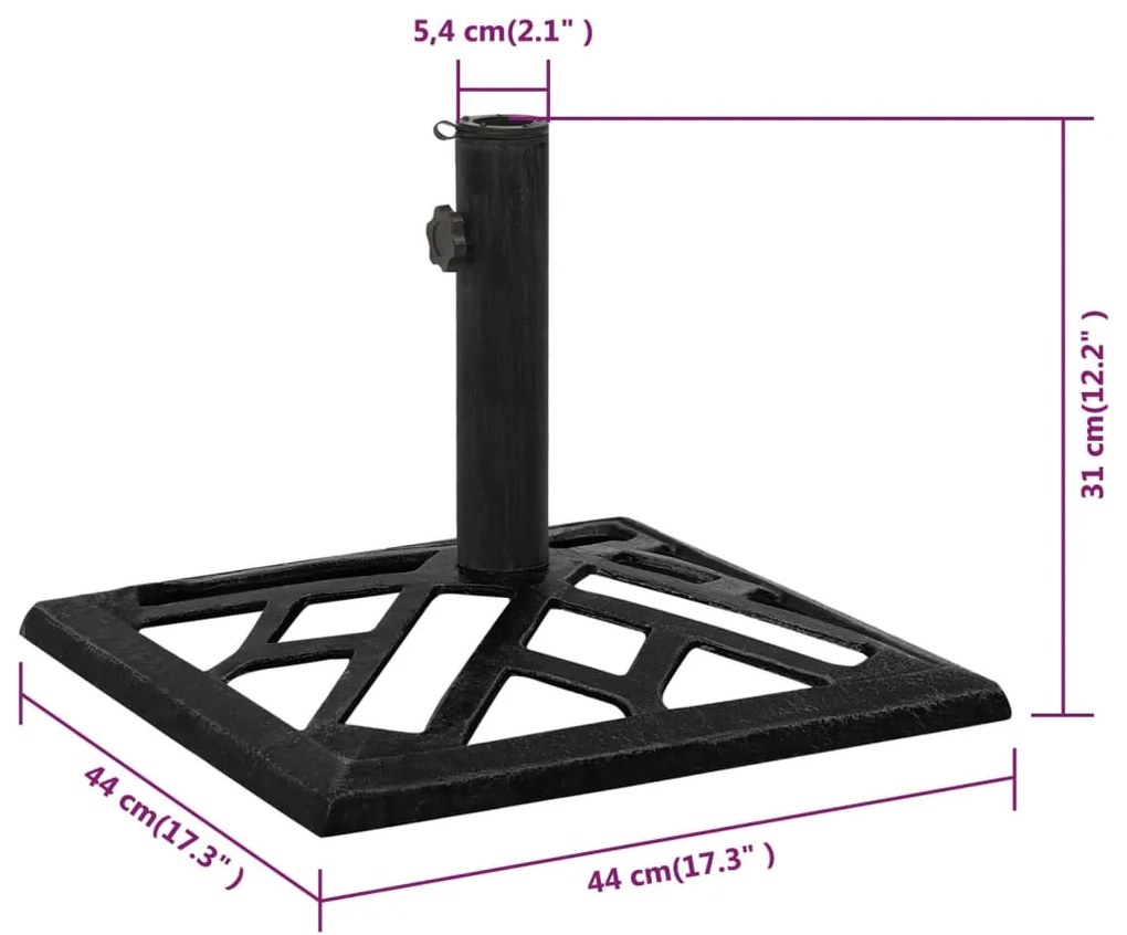 vidaXL fekete öntöttvas napernyőtalp 44 x 44 x 31 cm