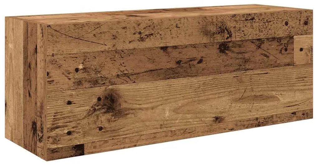 antik fa színű szerelt fa fali fürdőszobaszekrény 80x25x30 cm