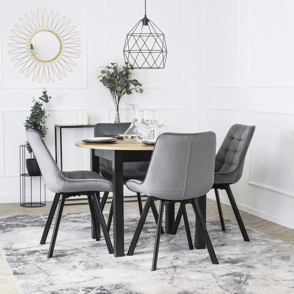 Krzesło RICK Szare Welurowe