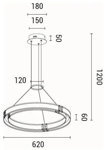 LED Csillár zsinóron LED/33W/230V 3000K 62x120 cm