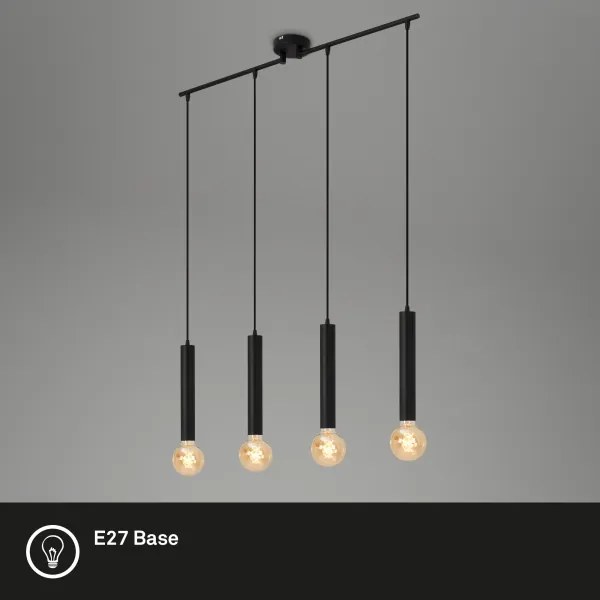 Briloner - Csillár zsinóron LONGA 4xE27/60W/230V fekete