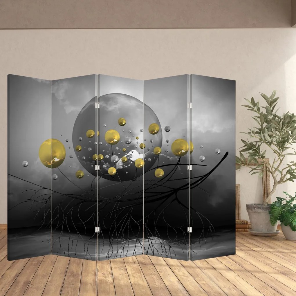 Paraván - Arany absztrakt gömbök (210x170 cm)
