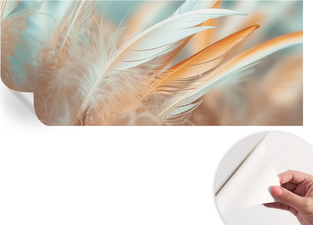 Öntapadós fotótapéta a konyhába Mosható Finom tollak 250x104 cm