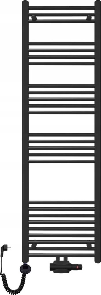 Fürdőszobai dekoratív víz-elektromos radiátor 1600x500 fekete létra