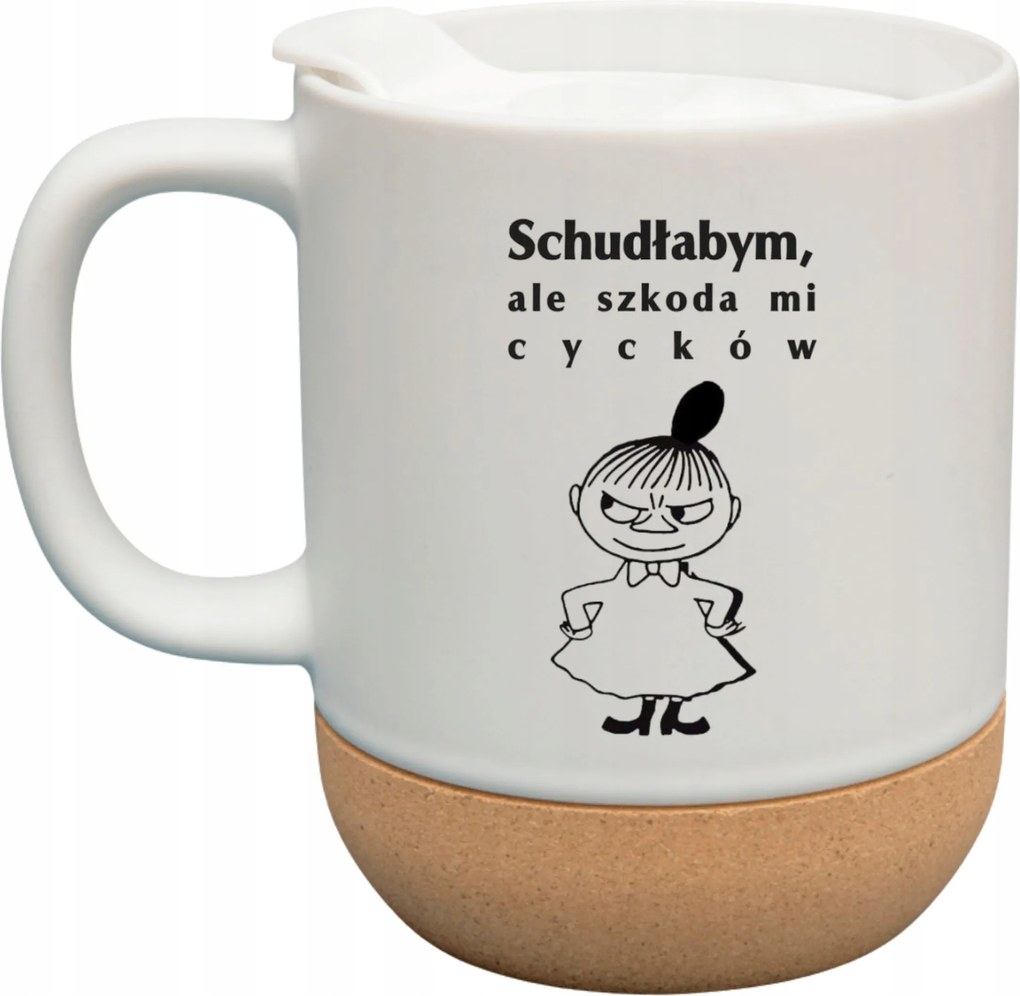 Fehér Bögre Fedéllel És Parafa Aljjal Ajándék Fogyni