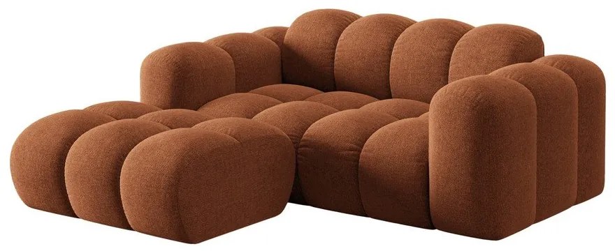 Terrakotta színű zsenília sarokkanapé (bal oldali-heverő résszel) Treno – Cosmopolitan Design