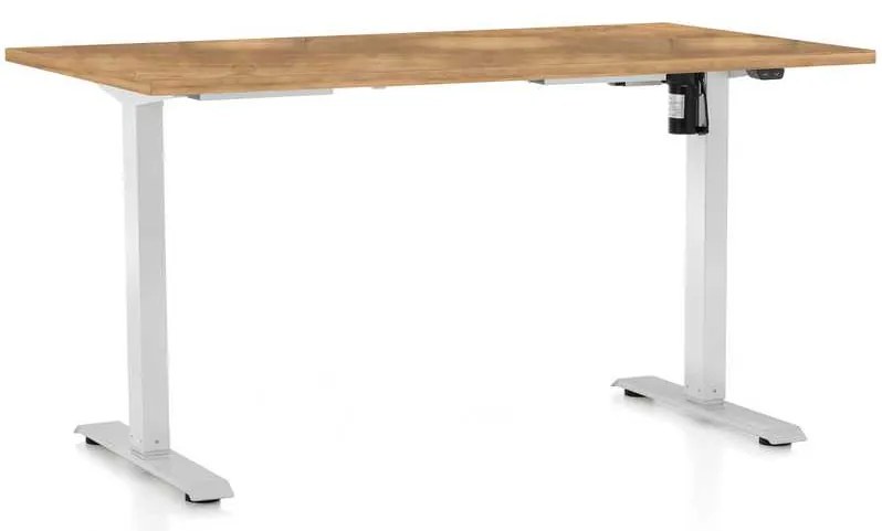 OfficeTech A állítható magasságú asztal, 120 x 80 cm, fehér alap, arany tölgy