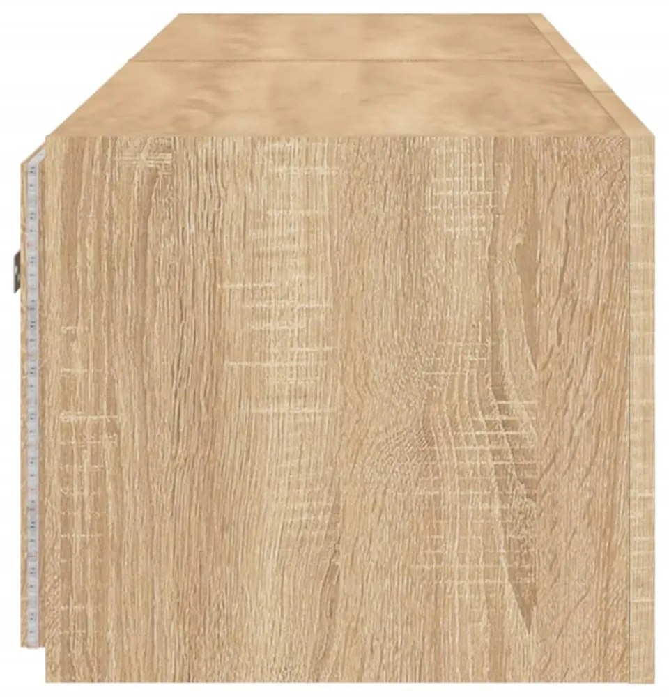 2 db sonoma tölgy színű fali TV-szekrény LED-del 80x35x31 cm