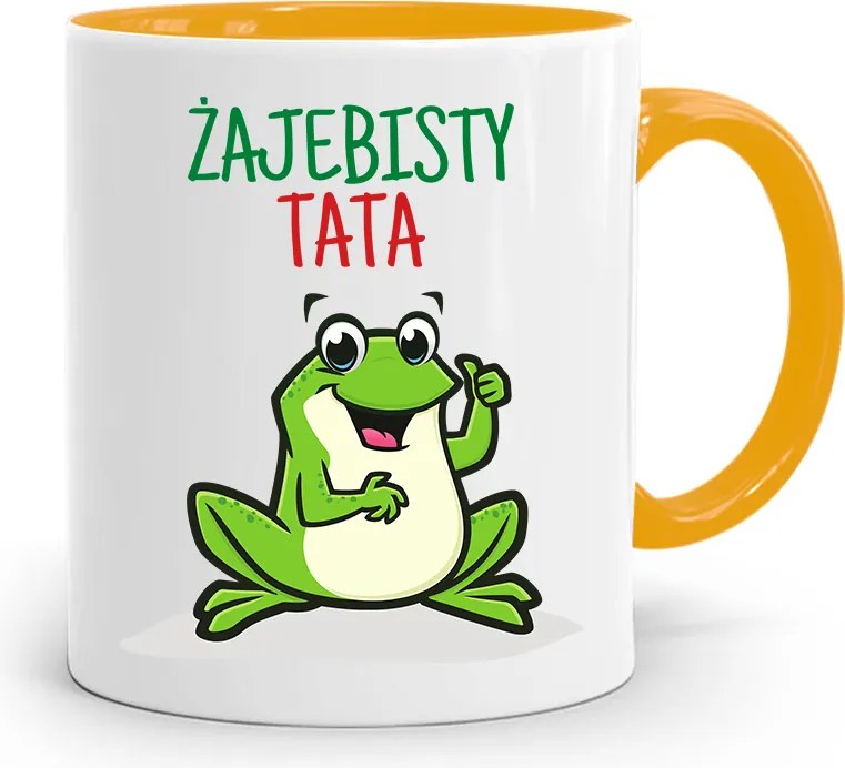 Sárga Bögre Apák Napi Ajándék Békás Apa fényképes nyomtatással