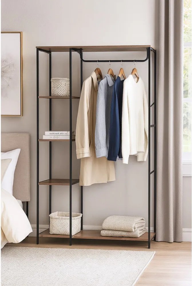 Fekete acél előszoba bútor 90x170x40 cm Aris – Bonami Essentials