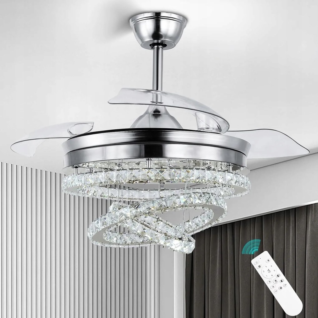 Mennyezeti lámpa ventilátor csillár memória funkcióval glamour távirányító