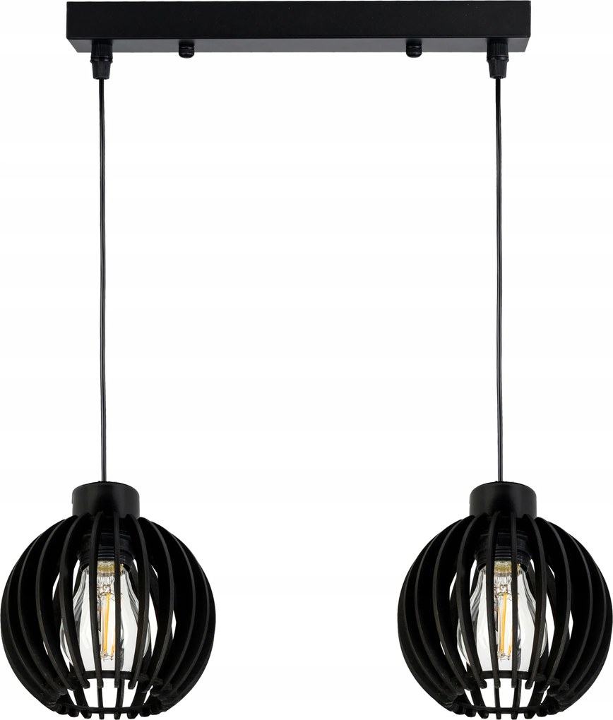 Lámpa fekete Függő Túlnyúlás mennyezeti csillár Loft lámpabúra fa golyó 2