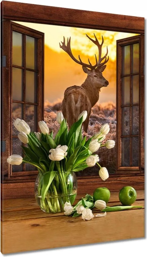 Vászonkép 80x120 Méltóságteljes szarvas a réten