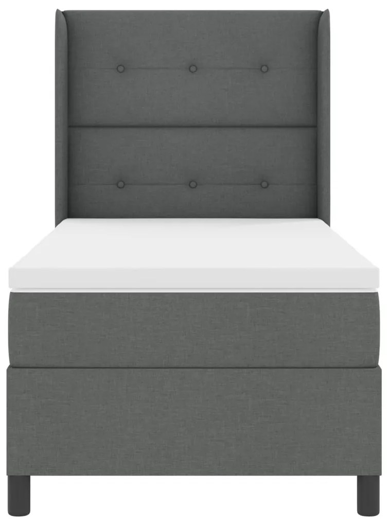 Boxspring Ágy Matrac Külön világítással, Sötétszürke, 90x200 cm Szövet