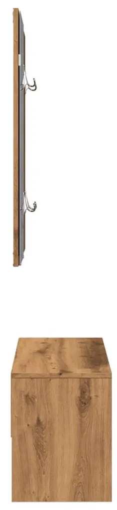 vidaXL kézműves tölgy színű szerelt fa előszobai bútorszett