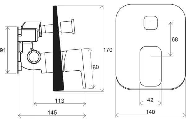 Ravak X070158 - Falba süllyeszthető zuhanycsaptelep FREE fekete