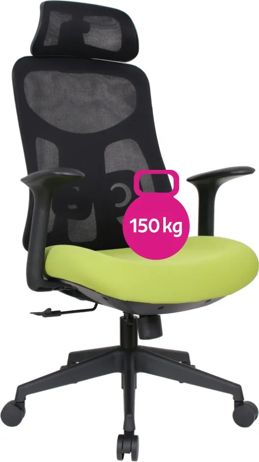 Irodai szék, zöld/fekete, teherbírás 150 kg, SULIVAN