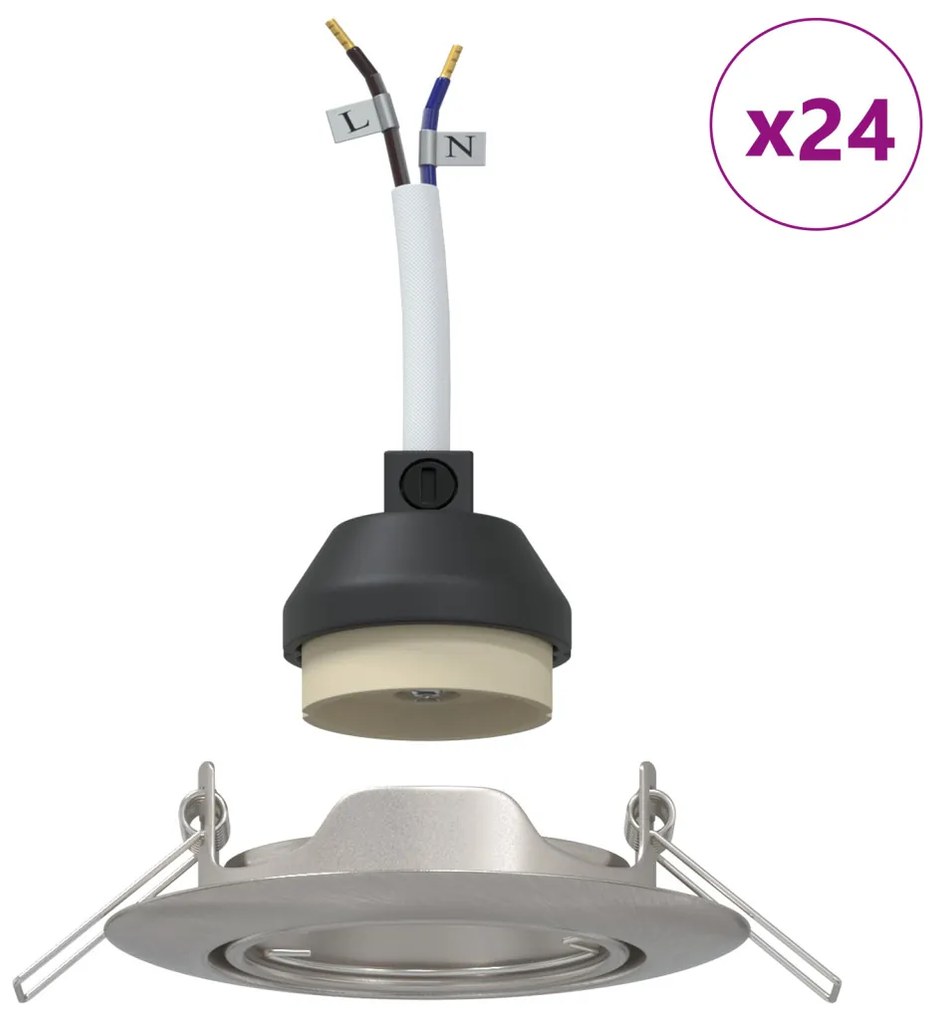 Beépíthető Spotlámpák 24 db Kerek GU10 Ezüst Ø90 mm Acél