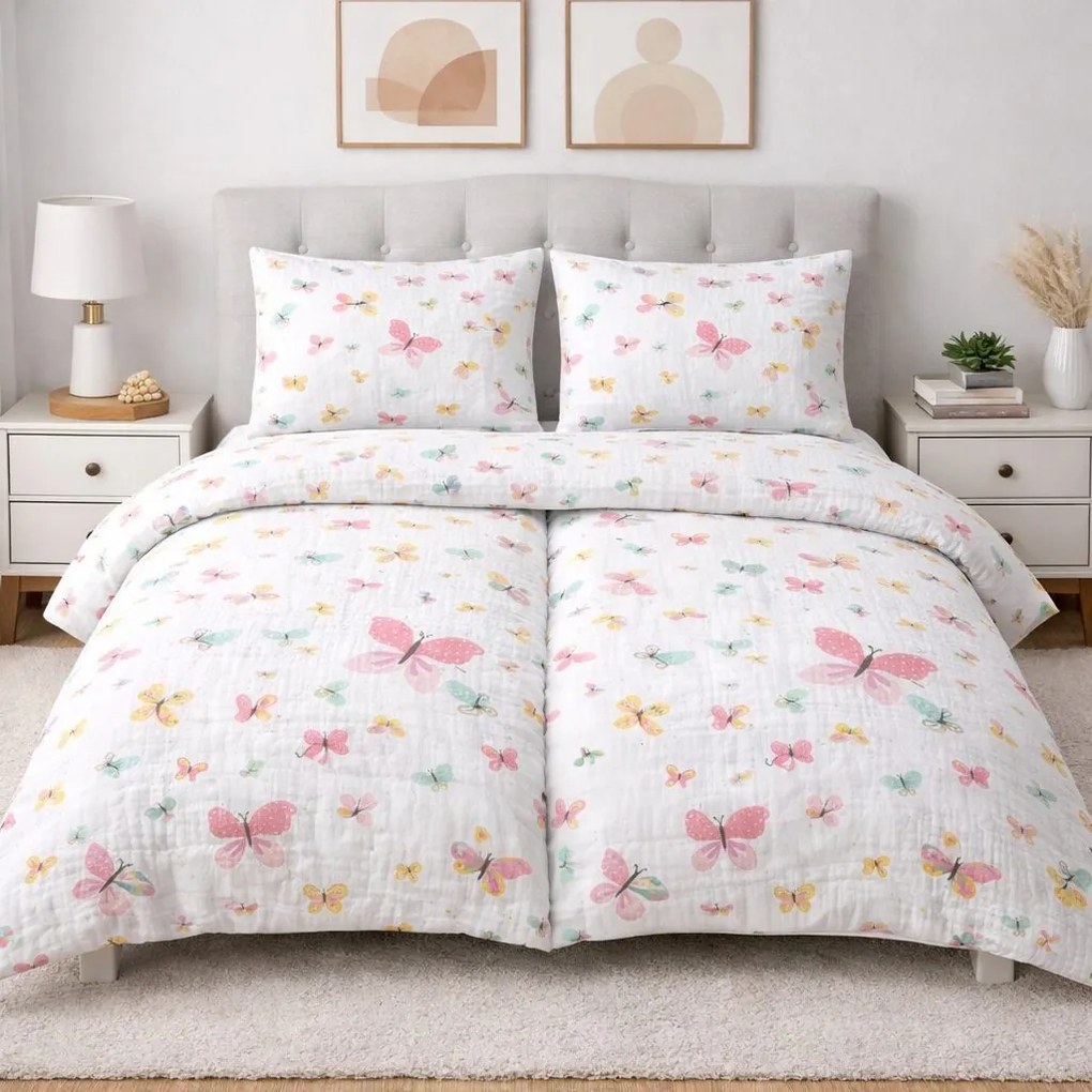Muszlin ágyneműhuzat Butterfly Color 140x200cm+90x70cm TiaHome