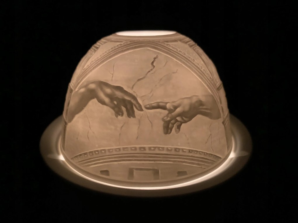 Porcelán lampion Ádám teremtése