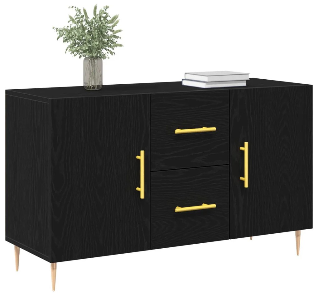 Fekete tölgyfa szekrény 100x36x60 cm Mérnöki fa