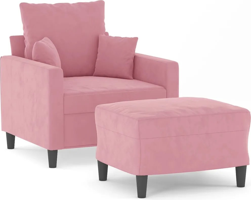 vidaXL rózsaszín bársony kanapéfotel lábtartóval 60 cm